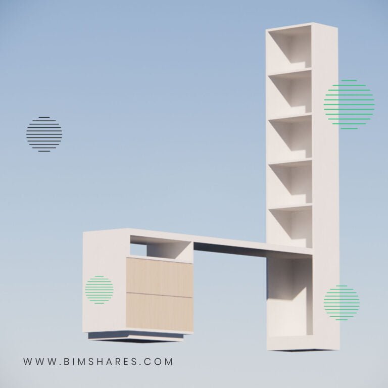 Bookcase revit Librero mesa revit Bimshares