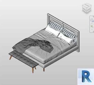 Bed object for Revit - Double bed editable