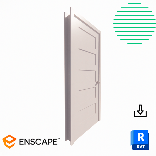 Revit door single 5 panels