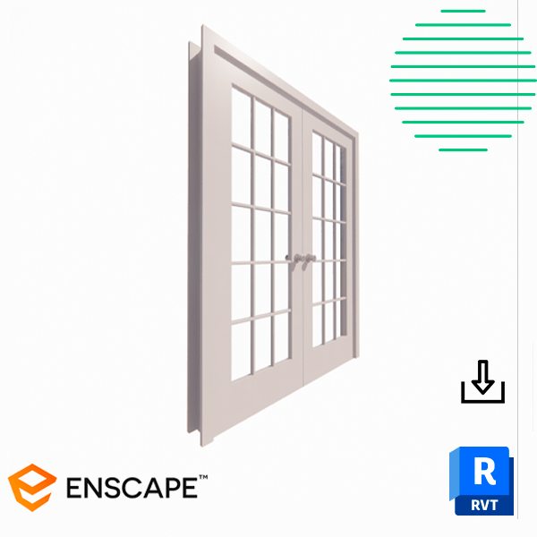 Revit door interior double full glass