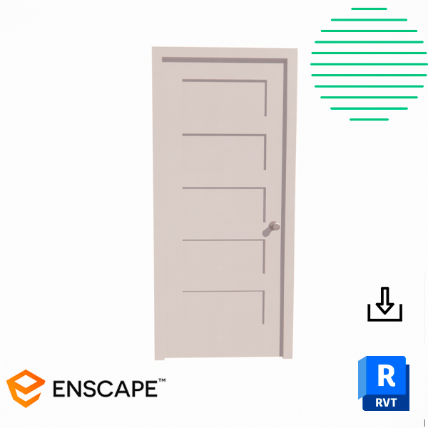 Revit door single 5 panels