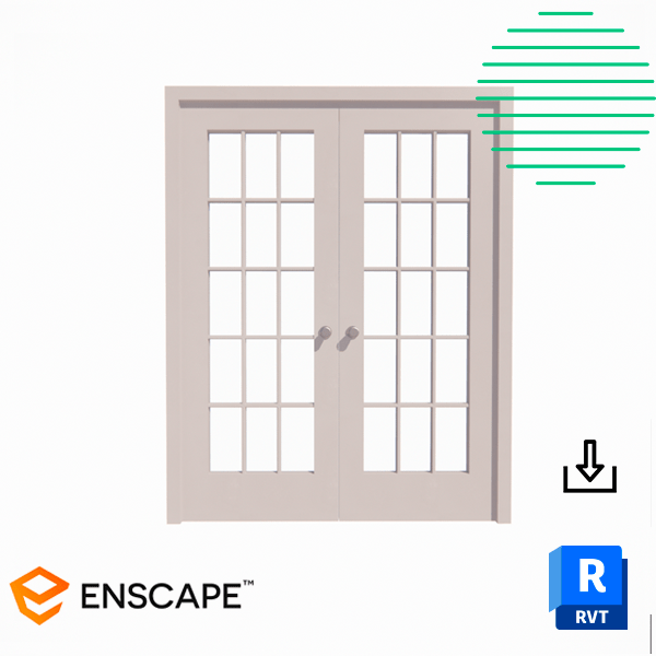 Revit door interior double full glass