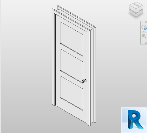 Revit door single 3 panels