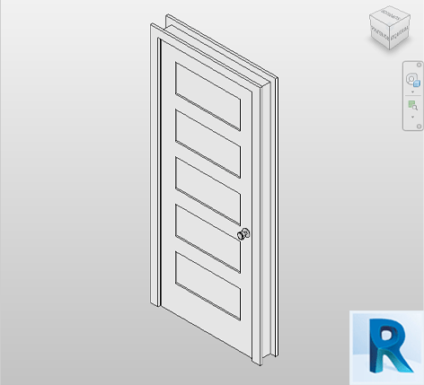 Revit door single 5 panels