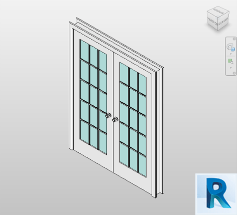 Revit door interior double full glass