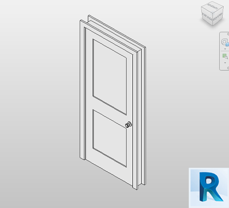 Revit door interior single 2 panels