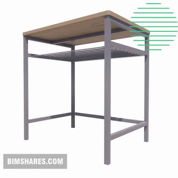 School table for revit - Steel and wood