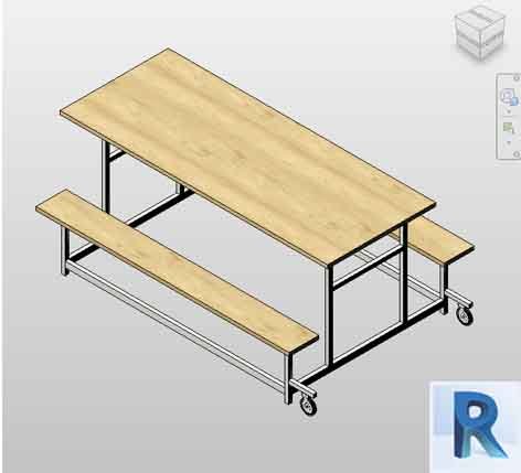 Revit school cafeteria table - Parametric model