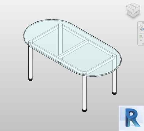 Revit table dining oval parametric model