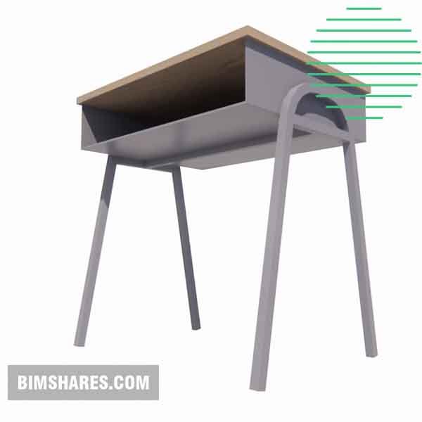 School desk for Revit - Metal and wood | Bimshares