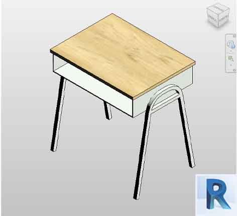 School desk for Revit - Metal and wood | Bimshares