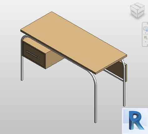 Revit school table - Steel and wood