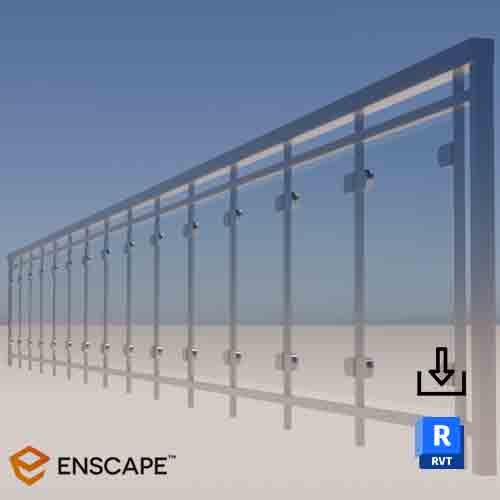 Revit handrail glass with brackets