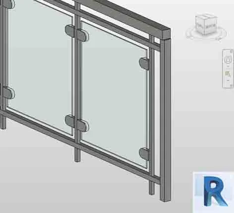 Revit handrail glass with brackets