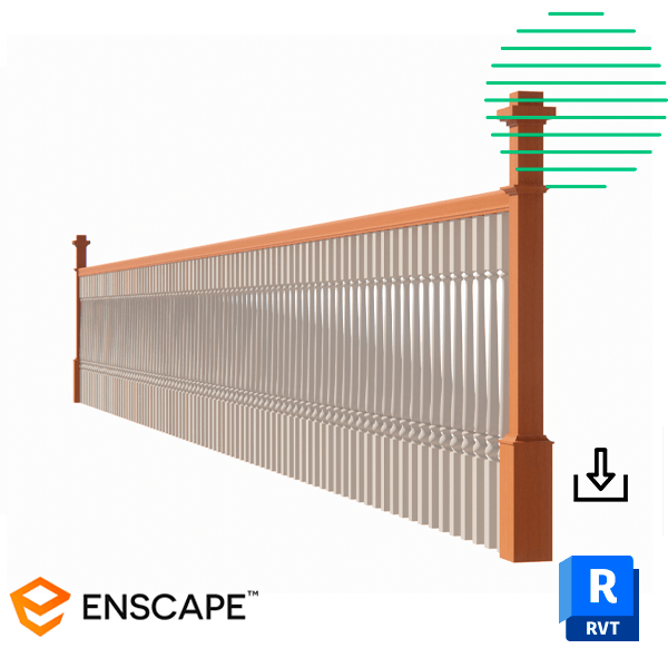 Classic wooden residential revit railing