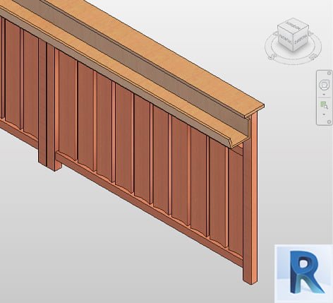 Revit wooden railing with supports