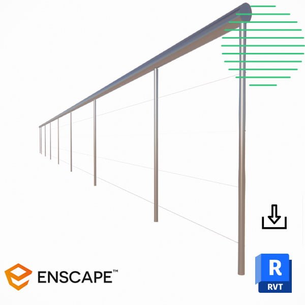 Revit steel wire railing with Pipe