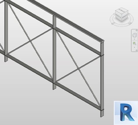 CrossWire steel Revit railing