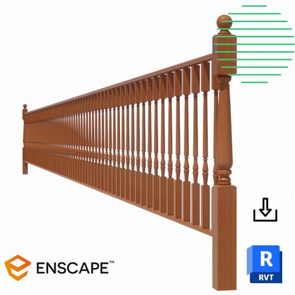 Revit railing classic wood style