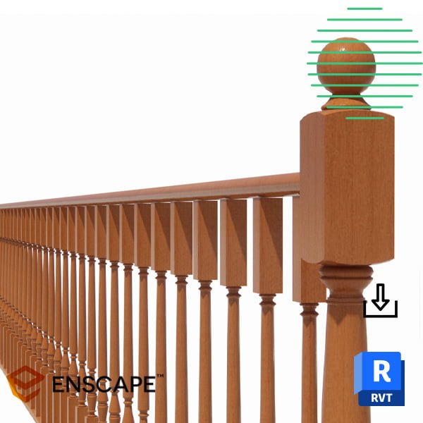 Revit railing classic wood style