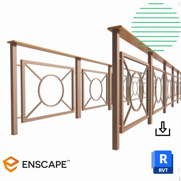 Revit railing steel and glass design