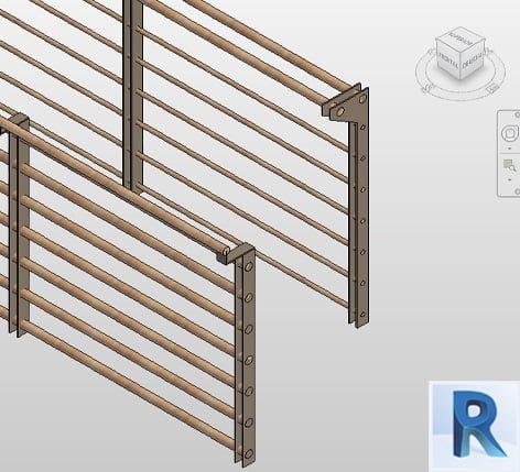 Revit railing with wooden braces