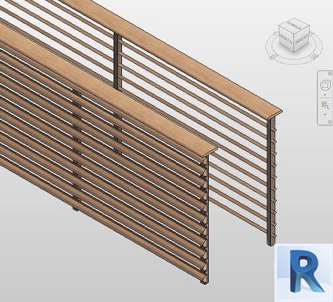 Revit railing with wooden handrail