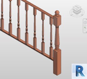 Revit railing classic wood style