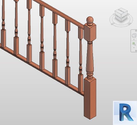 Revit railing classic wood style