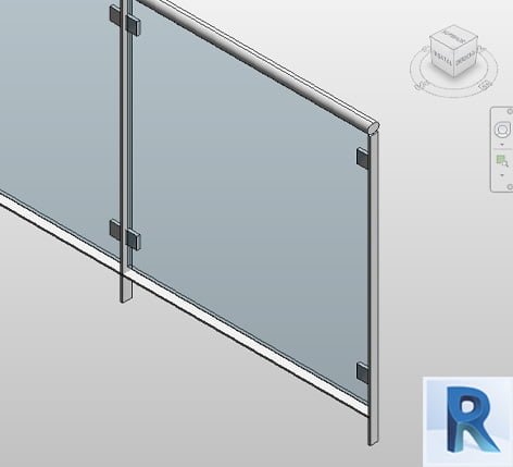 Revit railing with full glass panels