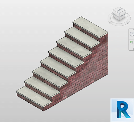 Revit brick concrete stair