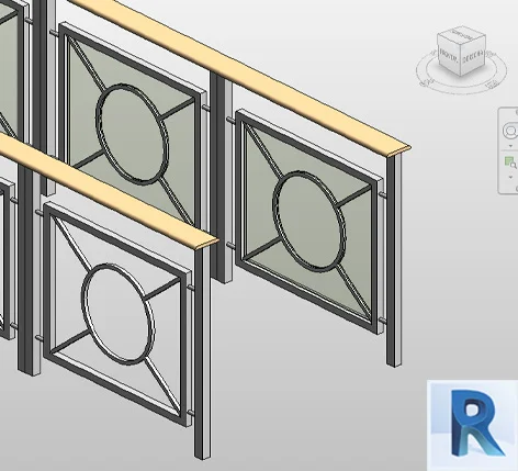 Revit railing steel and glass design