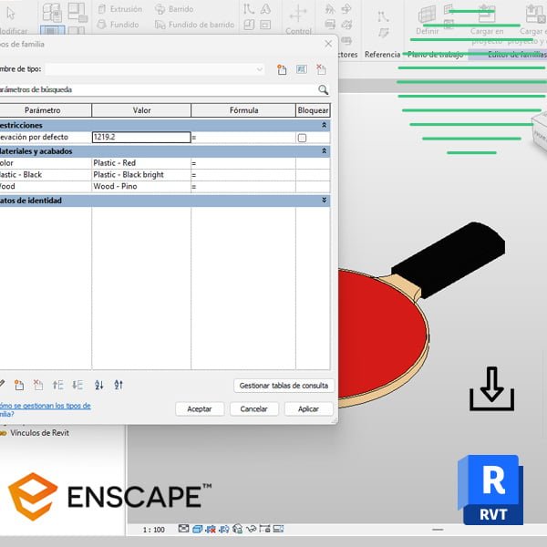 Ping pong racket Revit parametric model