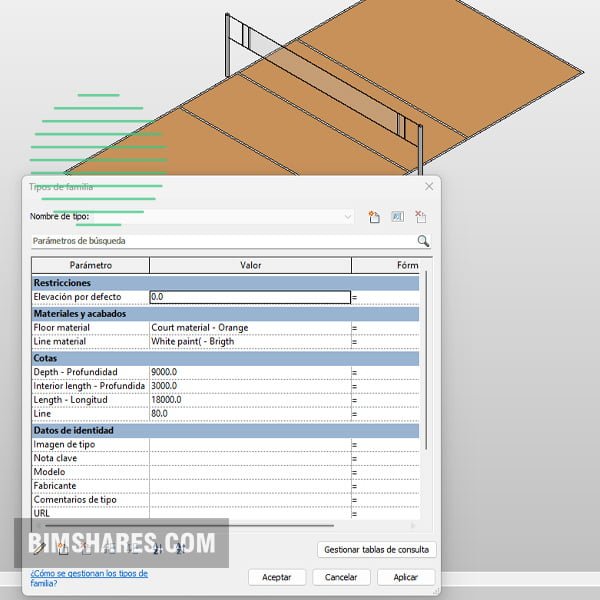 Volleyball court Revit parametric model