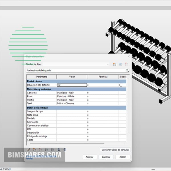 Dumbbell rack Revit