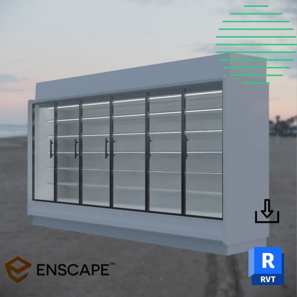 Glass door display fridge Revit