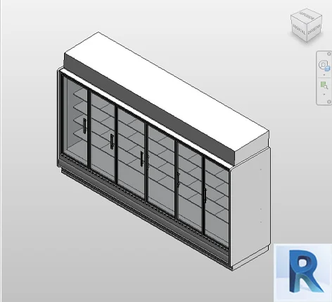 Glass door display fridge Revit