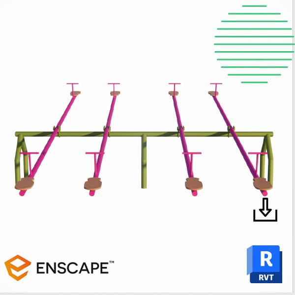 Playground seesaw Revit - 4 seats