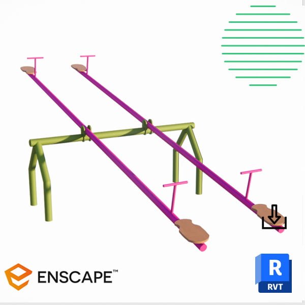 Playground seesaw Revit - 2 seats