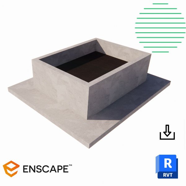 Precast concrete planter bench Revit