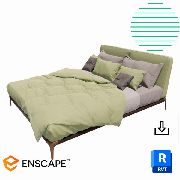 Revit bed two seater green