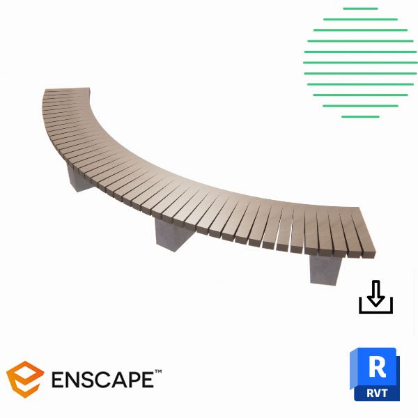 Wooden Benc Oval Style Revit