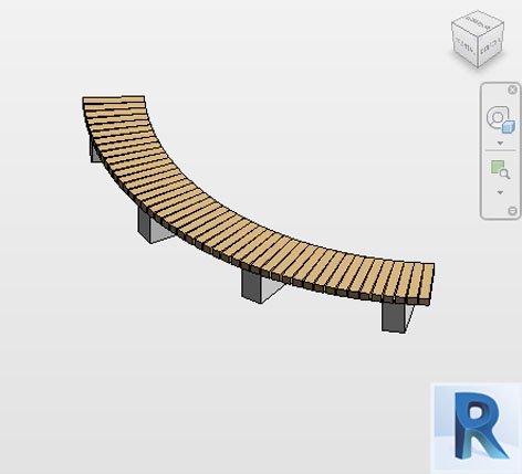 Wooden Benc Oval Style Revit