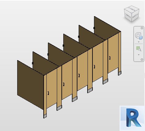 Quintuple cabins for public bathrooms Revit