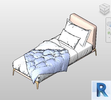 Revit Single bed with headboard | Bimshares