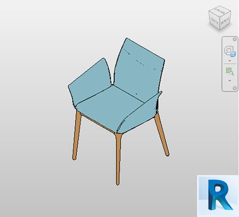 Revit armchair upholstered with arms