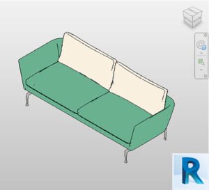 Elegant 2 seat armchair Revit