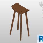 Revit wooden bar bench