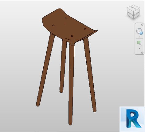 Revit wooden bar bench