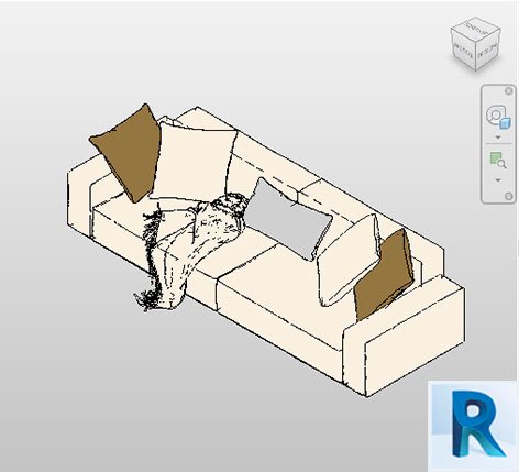 Revit minimalist leather couch